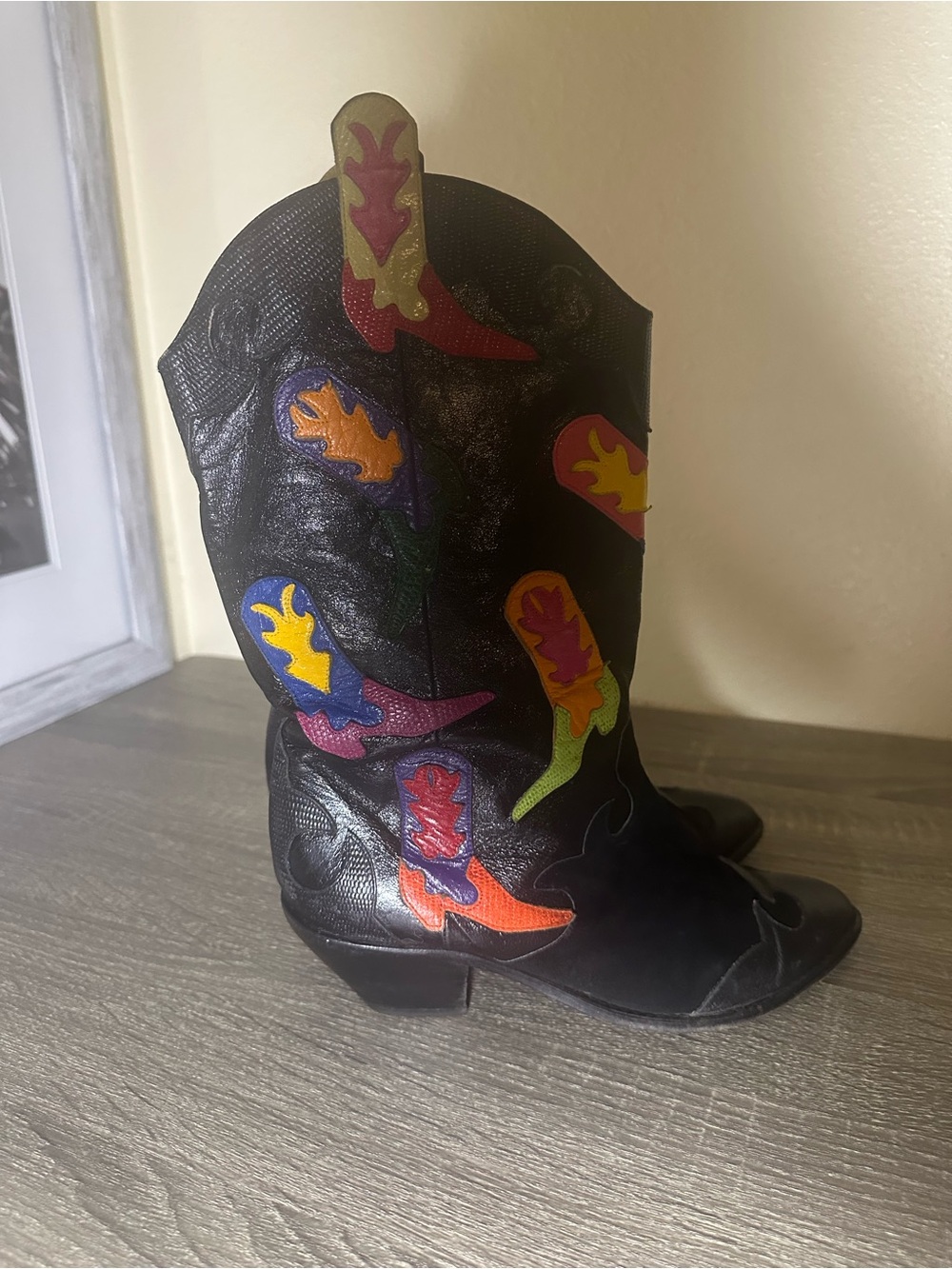 80s Vintage Zalo Colorful Leather/Suede Cowboy Boots Womens size 7 Western
